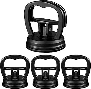 Tallew 4 Pcs Suction Car Dent Puller, Powerful Auto Suction Cup Dent Puller Repair Tool Remover Kit for Glass Tiles Mirror, Granite Lifting and Objects Moving(Black)