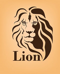 Stylized lion head icon such as logotype. Vector illustration