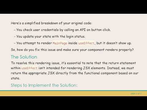How to Render a Page Component in useEffect in React