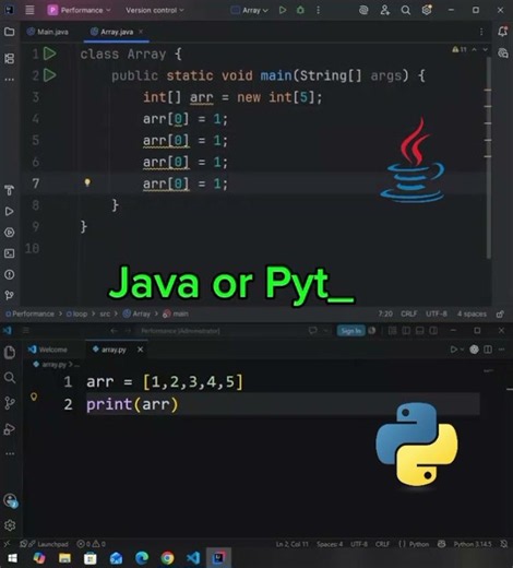 Java vs Python: Arrays 🤯 | Which Is Easier? #Shorts