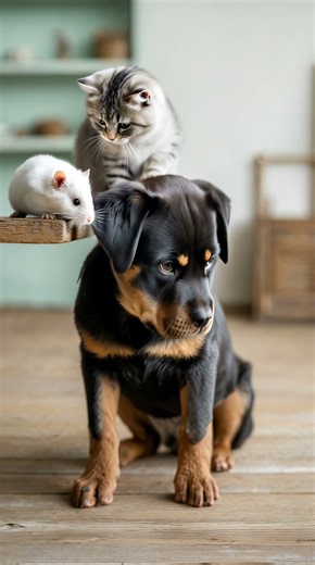 Kitten and Hamster Trust Puppy… Friendship Looks So Lovely