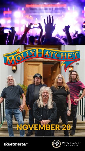 Catch southern rock icons Molly Hatchet live at Westgate Las Vegas on November 20th. Get ready for a night of classic hits and pure rock energy. 🎸 bit.ly/MollyHatchetLive | Westgate Las Vegas Resort & Casino