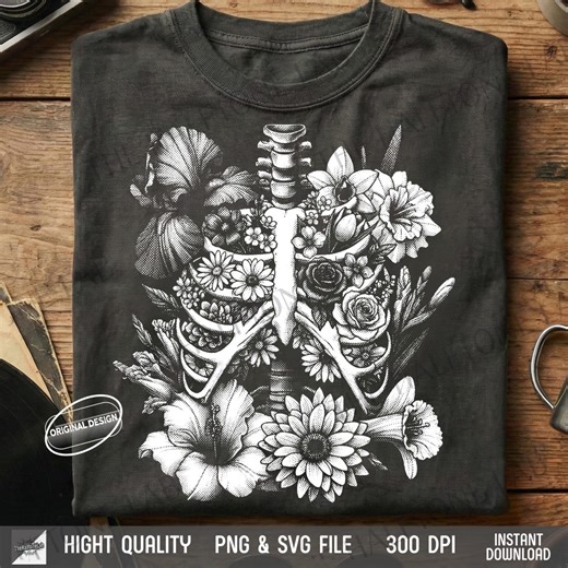 Skull Flower Halftone PNG SVG, Gothic Valentine Shirt Design - Etsy