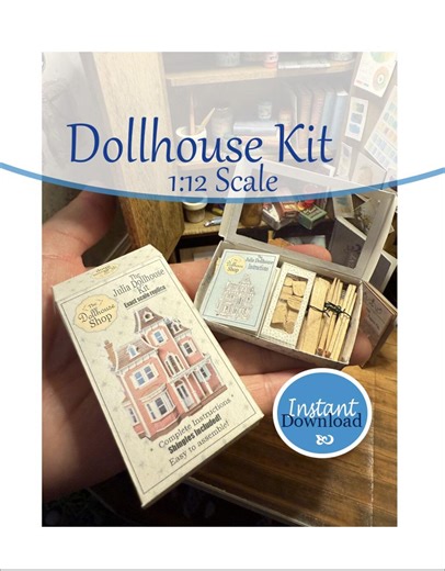 Miniature Dollhouse Kit (faux) Instant Download Printable 1:12 Scale. Wallpaper, Floors, Shingles Box, Instructions, Glue & Paint Labels. - Etsy