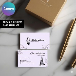 Fashion Designer Business Card Template | Minimalist Sketch, Canva Editable (PDF Access File) - Etsy Canada