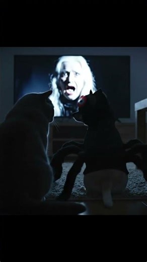 Cat Watches Horror Alone at Night