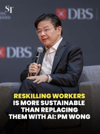 Reskilling workers is more sustainable than replacing them with AI, said PM Lawrence Wong in conversation with DBS CEO Tan Su Shan at the DBS Asia Future Forward Conference. Even as companies automate and embrace technology, PM Wong emphasised the need to be fair to workers. #Singapore #AI #Technology #Jobs