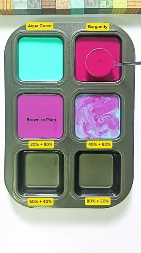 Color name guessing challenge : Aqua Green + Burgundy #asmr #mix #satisfying #art #acrylic