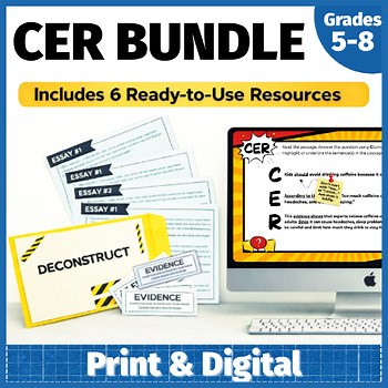 Claim Evidence Reasoning Practice CER Templates Citing Text Evidence Worksheets