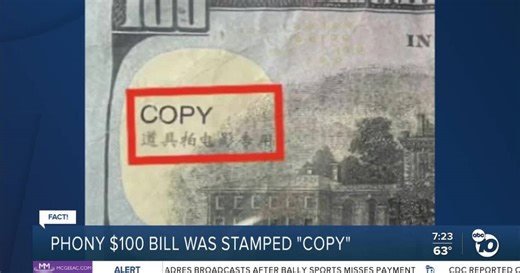 Fact or Fiction: Man tries to pass fake $100 bills marked with the word 'copy'?