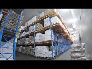 Inside a large cold storage facility
