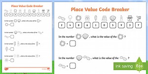 Summer-Themed Place Value Code Breaker Worksheet