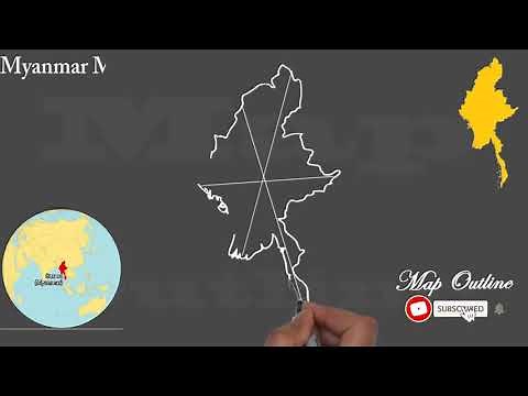 How to draw Myanmar Outline Map / Border Map of Myanmar /