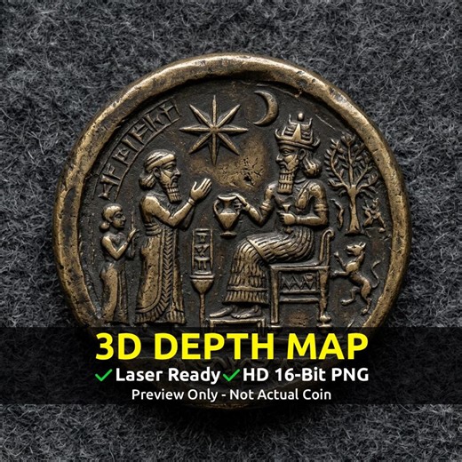 Challenge Coin 3D Depth Map, CNC PNG File, Fiber Laser, Lightburn, Engraving, Embossed, Grayscale, Height Map, Seal Carving Inuit Totem - Etsy