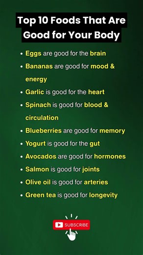 Top 10 Foods That Are Good for Your Body
