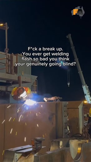FIFO Australia on Instagram: "One quick look. Two days of regret. Your eyes will never forget 😎🧑‍🏭 Welding flash happens when your eyes are exposed to a welding arc without protection ⚡👀 The UV light burns the surface of the eye, similar to a sunburn on the cornea. You usually don’t feel it straight away. Pain hits hours later with gritty eyes, redness, tearing, light sensitivity, and blurry vision. Even blinking hurts. Most cases heal in 24 to 48 hours, but repeated exposure can cause long 