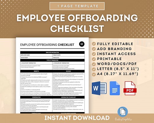 Employee Offboarding Checklist Template, Employee Exit Checklist, Employee Exit Process, Employee Termination Procedure, Offboarding Process - Etsy