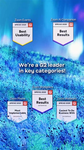 The G2 2025 Spring Awards have bloomed, and Zoom won 504 badges! 🌸 We’re honored to be recognized in key categories like: ✅ Best Results for Zoom AI Companion ✅ Best Results Enterprise for Zoom Workplace ✅ Most Implementable Enterprise for Zoom Phone ✅ Best Usability for Zoom Events ✅ Easiest To Do Business With for Zoom Webinars But that's not all—Zoom secured multiple regional leadership badges, including LATAM Regional Leader, Asia Regional Leader, Asia Pacific Regional Leader, Americas Regi