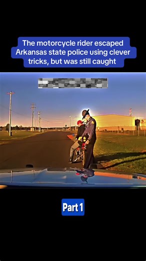 The motorcycle rider escaped Arkansas state police using clever tricks, but was still caught - p1 #cops #police #bodycam #crime #fyp