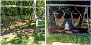 This Genius Mom Turned Her Kids' Old Swing Set Into a Lounge for Grown-Ups