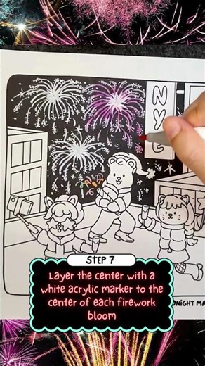 Easy Fireworks Coloring Tutorial using Alcohol Markers and Acrylic Paint Pens by Party Animals