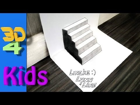 easy 3d drawing STAIRS on paper for kids and beginners
