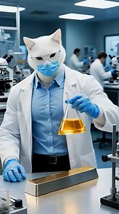 “Scientist Cat’s Son Stole the Secret Gold Formula! 🧪😼💰” “Father’s Genius, Son’s Mistake — The Golden Chemical Heist 😿⚗️✨”. | Smile face