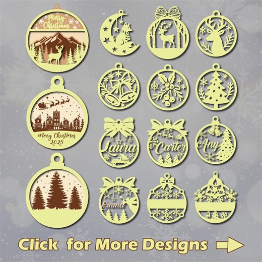 Christmas Ornament Laser Cut SVG Mega Bundle, Round Ornaments - Etsy