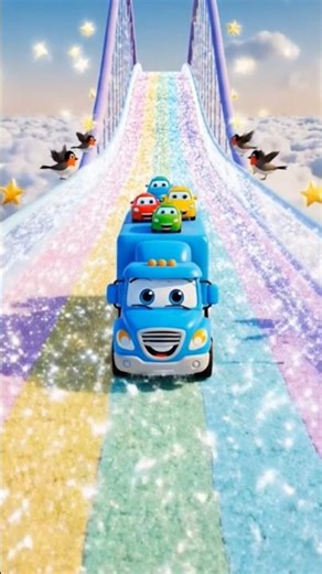 Cute Truck on Rainbow Bridge 🌈🚛 #KidsAnimation #ToyCars #CuteShorts #HappyTruck