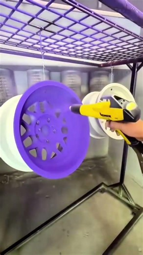 Smooth & Even Metallic Purple Finishing Powder Coating Process for Wheel Rims! #shorts
