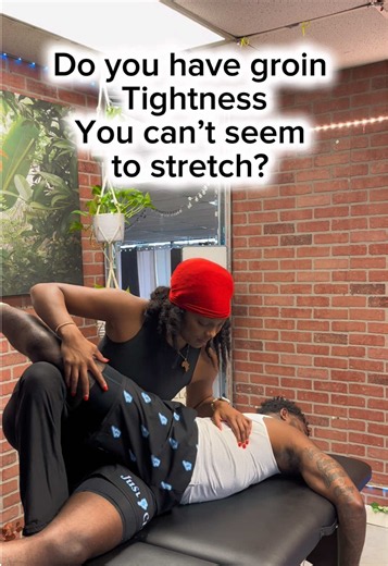 Your groin pain and tightness could be coming from your quads and hips! This stretch that you see me doing on my client, will help release pressure build up in his groin area. Take your time, move slow and steady with the muscles..