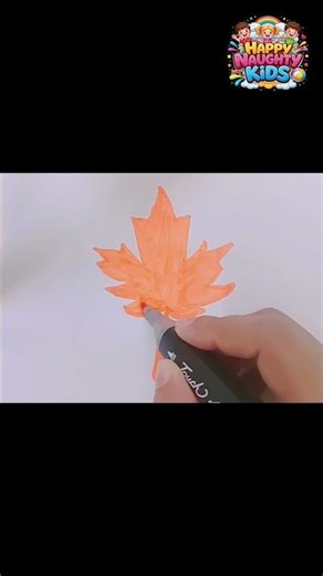 Easy Maple Leaf Drawing 🍁 | Canada Leaf | #shorts #happynaughtykids