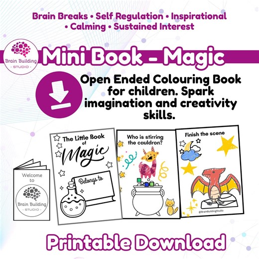 Mini Colouring Book | Magic Theme | Open-ended Printable Children's | 8-page Activity | Fun. Imagination, Focus & Brain Development - Etsy
