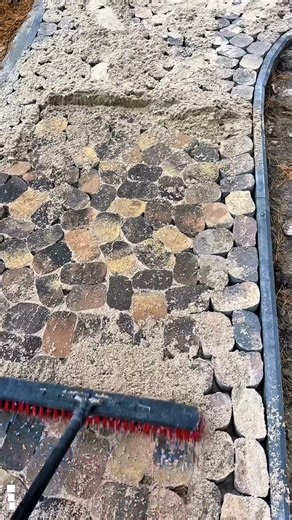 Satisfying Paving Block Finishing Process | Perfect Brick Path with Hard Bristle Broom.