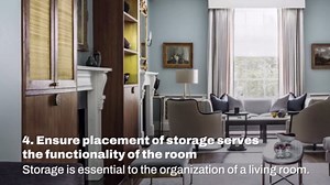 Organization and storage solutions for a living room