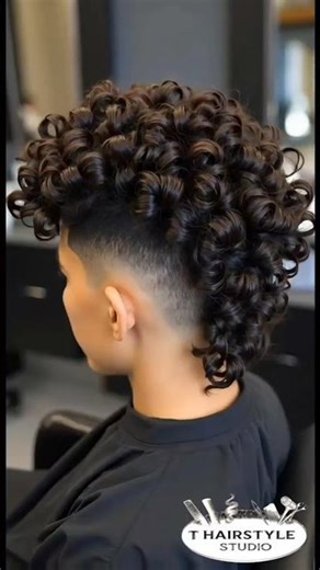 Soft curly Mohawk cut hairstyle ✂️💈