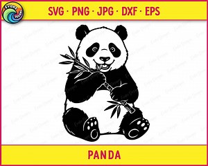 Cute Panda Eating Bamboo Image - Sitting Baby Panda Clipart, Panda SVG File for Cricut, Panda Lover PNG, Panda Silhouette (digital Download) - Etsy