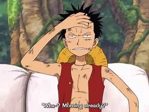 Luffy imitating Zoro and Sanji