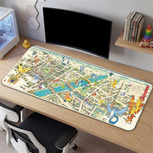 Pokemon City Map Mouse Pad | Japanese Map Art Extended Desk Mat | XXL Gaming Mousepad | Desk Setup Decor - Etsy