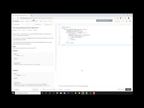 LeetCode Problem #424 Longest Repeating Character REplacement