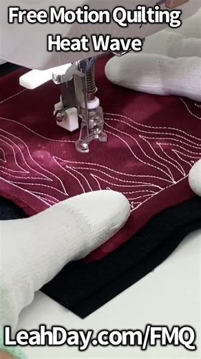 Free motion quilting Heat Wave. Great #freemotionquiltingpractice for echoing and spacing your lines equal distance apart. Find more #freemotionquiltingdesigns at LeahDay.com/FMQ #quilting #quiltdesign #quiltpattern #freemotionquiltingproject #leahdayquilting #freemotionquilting #machinequilting #machinequilter #ilovequilting #quiltingfun #quiltingfriends #quiltingidea #quiltingtutorial #quiltingtoday #quiltinglife #quiltingisawesome #homemachinequilting #icanquilt #domesticmachinequilting #free