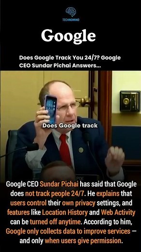 Does Google Track You 24/7? Google CEO Sundar Pichai Answers... 📍 | Google 🌐 | #shorts #google #ceo