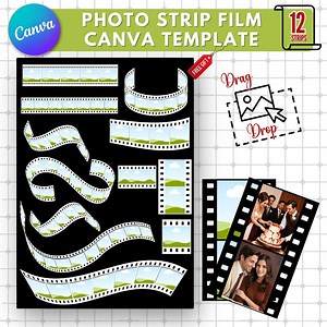 Retro Photo Booth Strip Template: Editable Film Reel Mockup (canva Template, Digital Download - Etsy