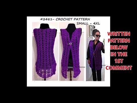 FREE CROCHET PATTERN, LONG VEST, make any size, Easy beginner level