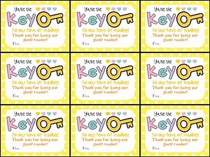 Keychain Guest Reader Appreciation Gift Tag- You're the Key to our love of readi