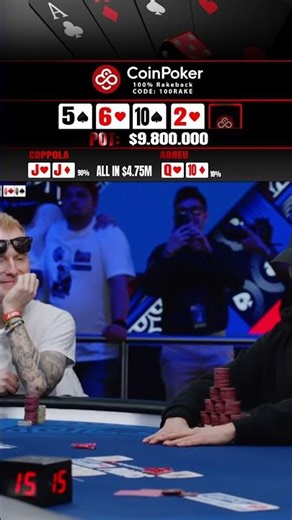 RIVER-WAHNSINN BEI DER EPT! 😱 Abreu knackt Coppolas Buben mit einer 10 am River! #shorts #Poker