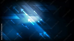 Dark blue abstract technology motion background with arrows. Seamless looping. Video animation Ultra HD 4K 3840x2160