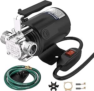FPOWER Water Transfer Pump, 115V 330 GPH Upgraded Portable Electric Utility Water Pump with Switch and Water Hose Kit, Low Suction Water Removal for Water Beds, Pools, Rain Barrel, Aquariums…