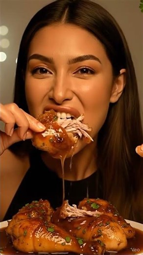Ultra Juicy ASMR Chicken Bite | Slow-Mo Sauce Drips & Crunchy Eating Sounds #satisfying #foodasmr