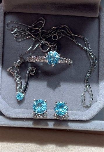 Custom S925 Silver Jewelry Set with Swiss Blue Topaz